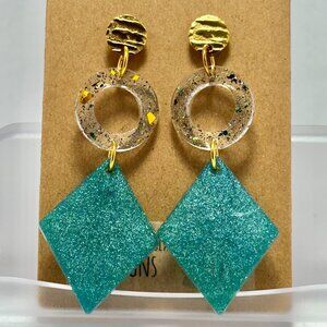 Green & Gold Dangle Earrings